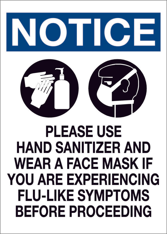 Sanitizer / Face Mask Notice